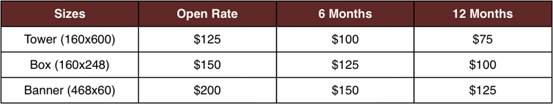 advertising rates