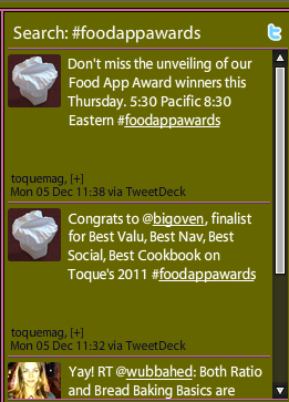 2011 Food App Winners Announced December 8 on Twitter #foodappawards